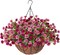 Artificial Faux Hanging Flowers Basket for Spring Outdoors Decoration(Rose White Pink)